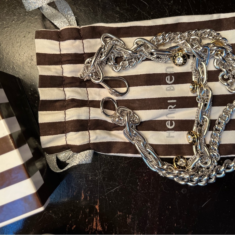 henri bendel Silver Multi-Chain Statement Necklace with Gold Accents - Picture 3 of 5